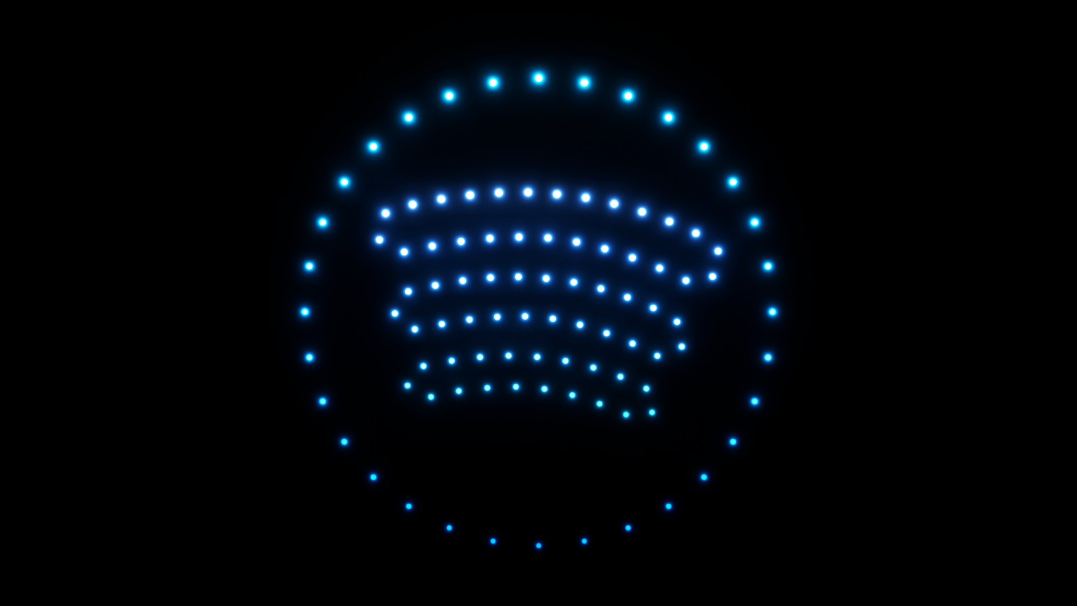 Skydance Drone Light Shows Spotify logo drone formation with blue sound wave lines in circular design