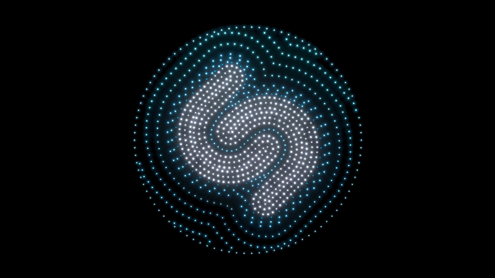Skydance Drone Light Shows abstract swirl logo drone formation with blue and white lights