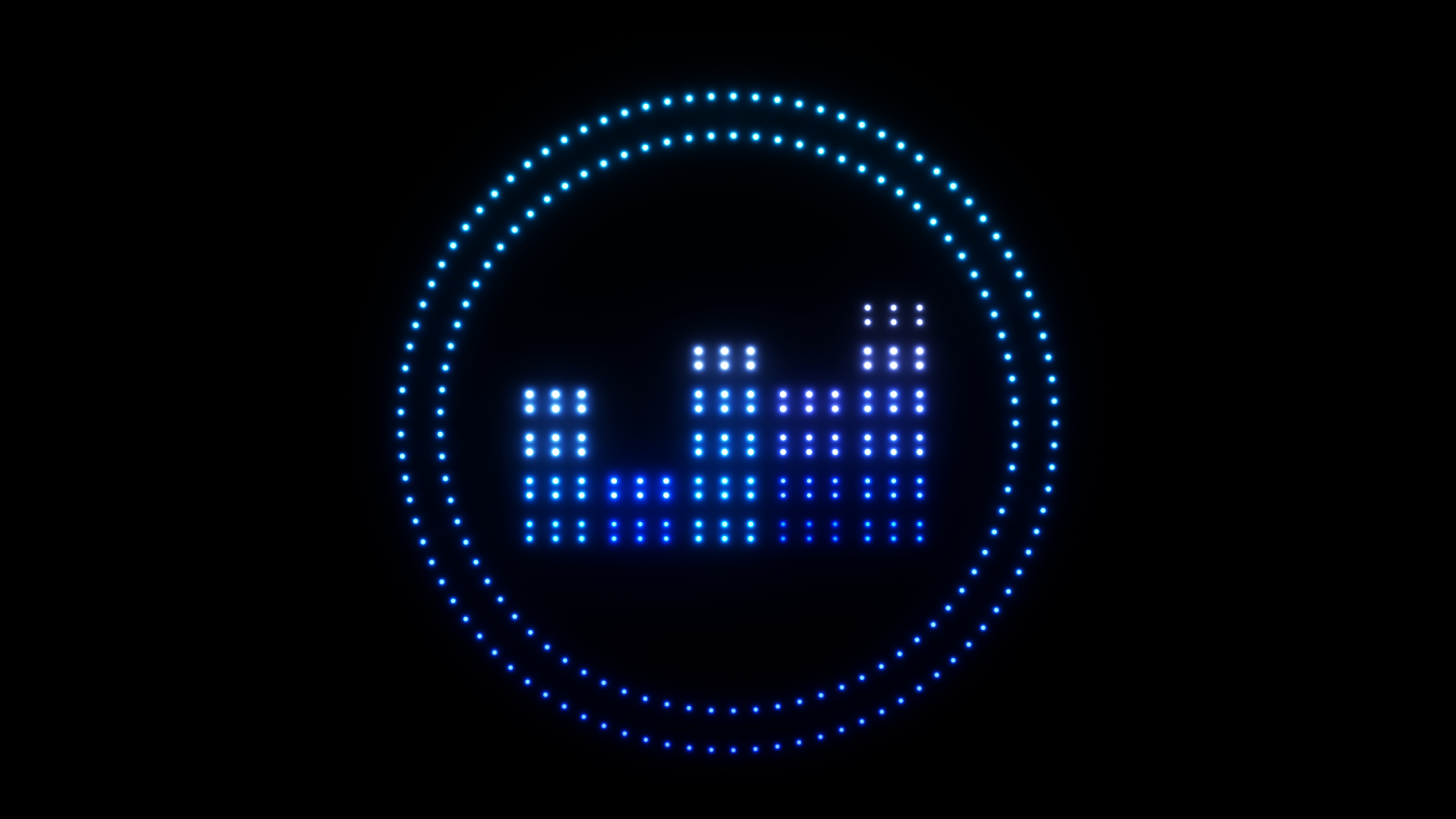Skydance Drone Light Shows Deezer logo drone formation with blue equalizer bars in circular design