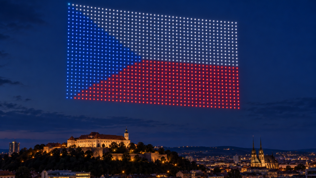 Predstavitve dronov Skydance - češka zastava